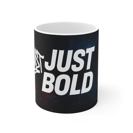 JustBold coffee branded mug