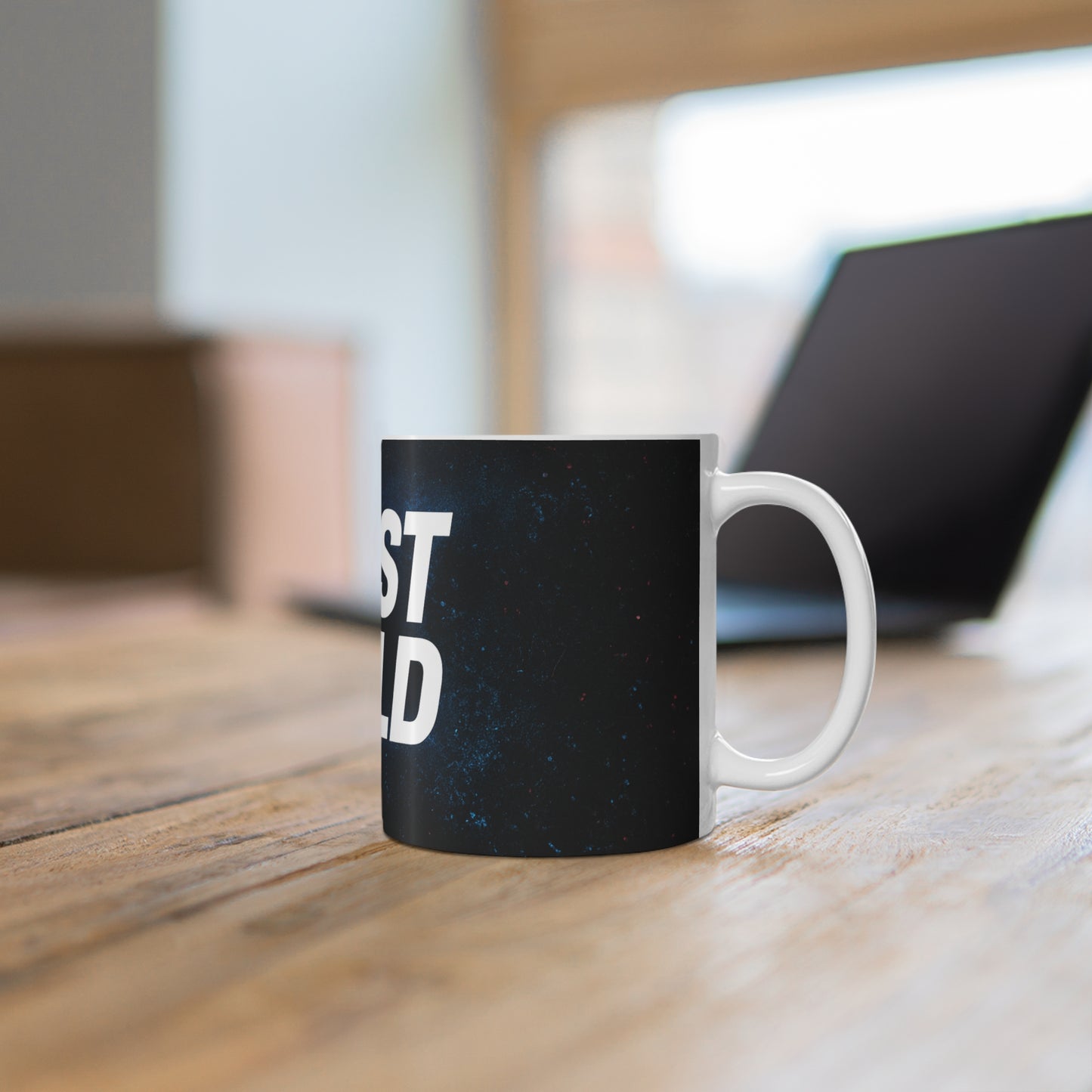 JustBold coffee branded mug