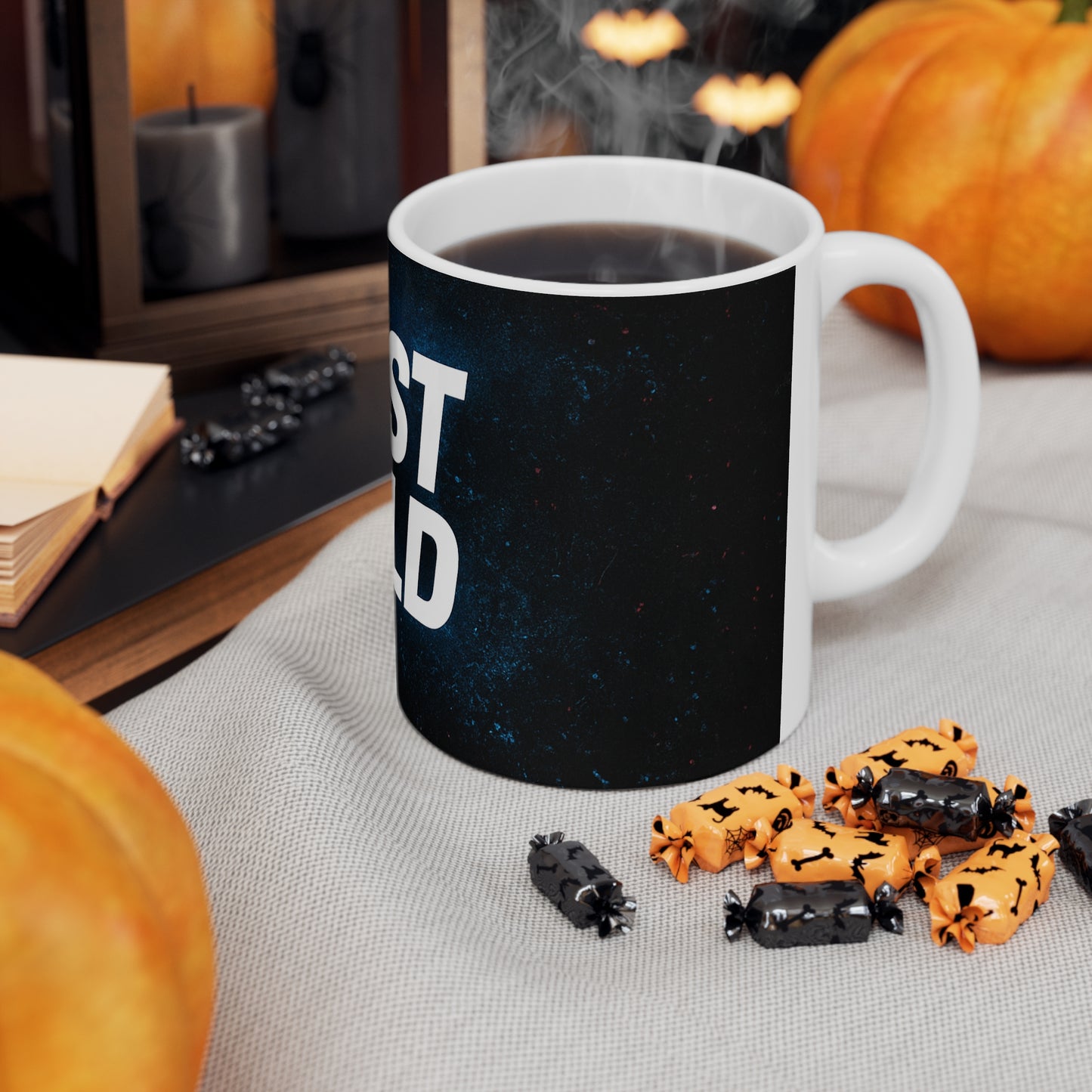 JustBold coffee branded mug
