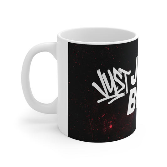JustBold coffee branded mug